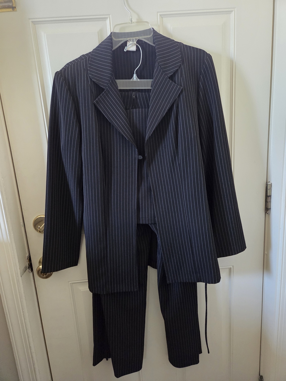 Tailored Black Pinstripe Blazer - Top And Pants